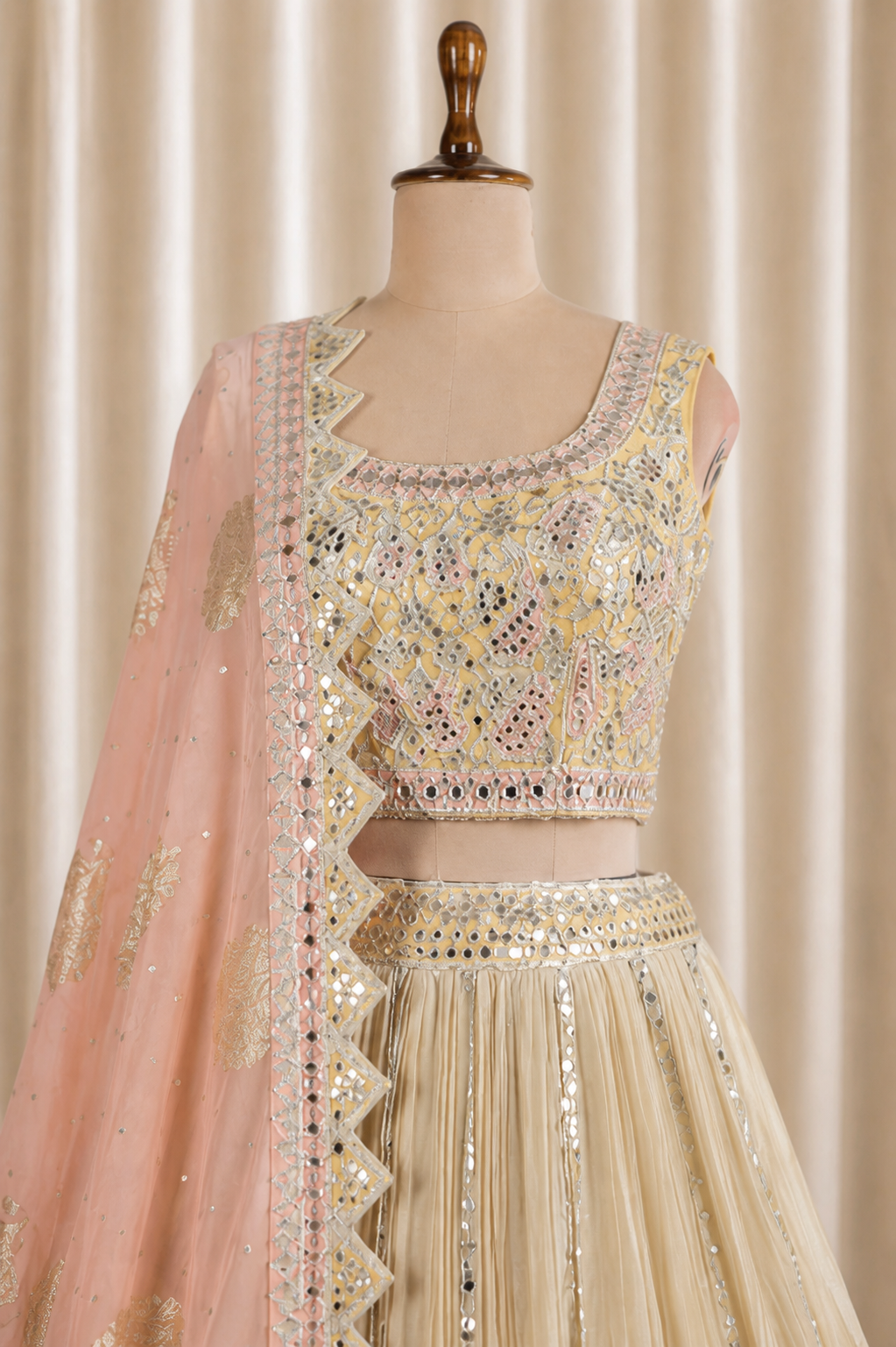 Gorgeous Designer Beige Hand-Work Lehenga Choli