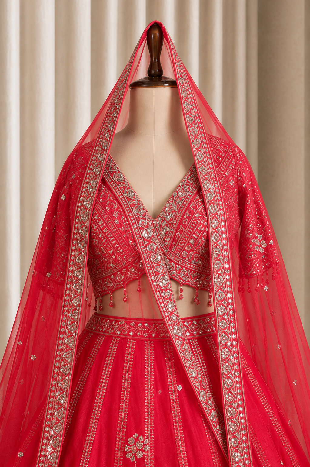 Stunning Rani Pink Bridal Lehenga With Sequins Work