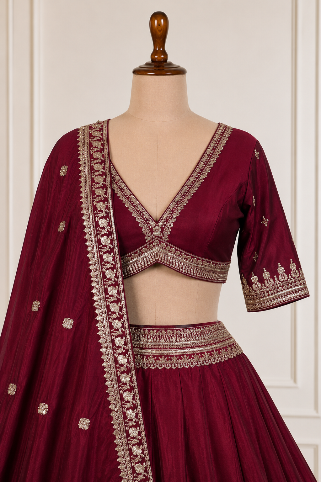 Royal Designer Replica Lehenga With Sequins And Zari Work in Maroon