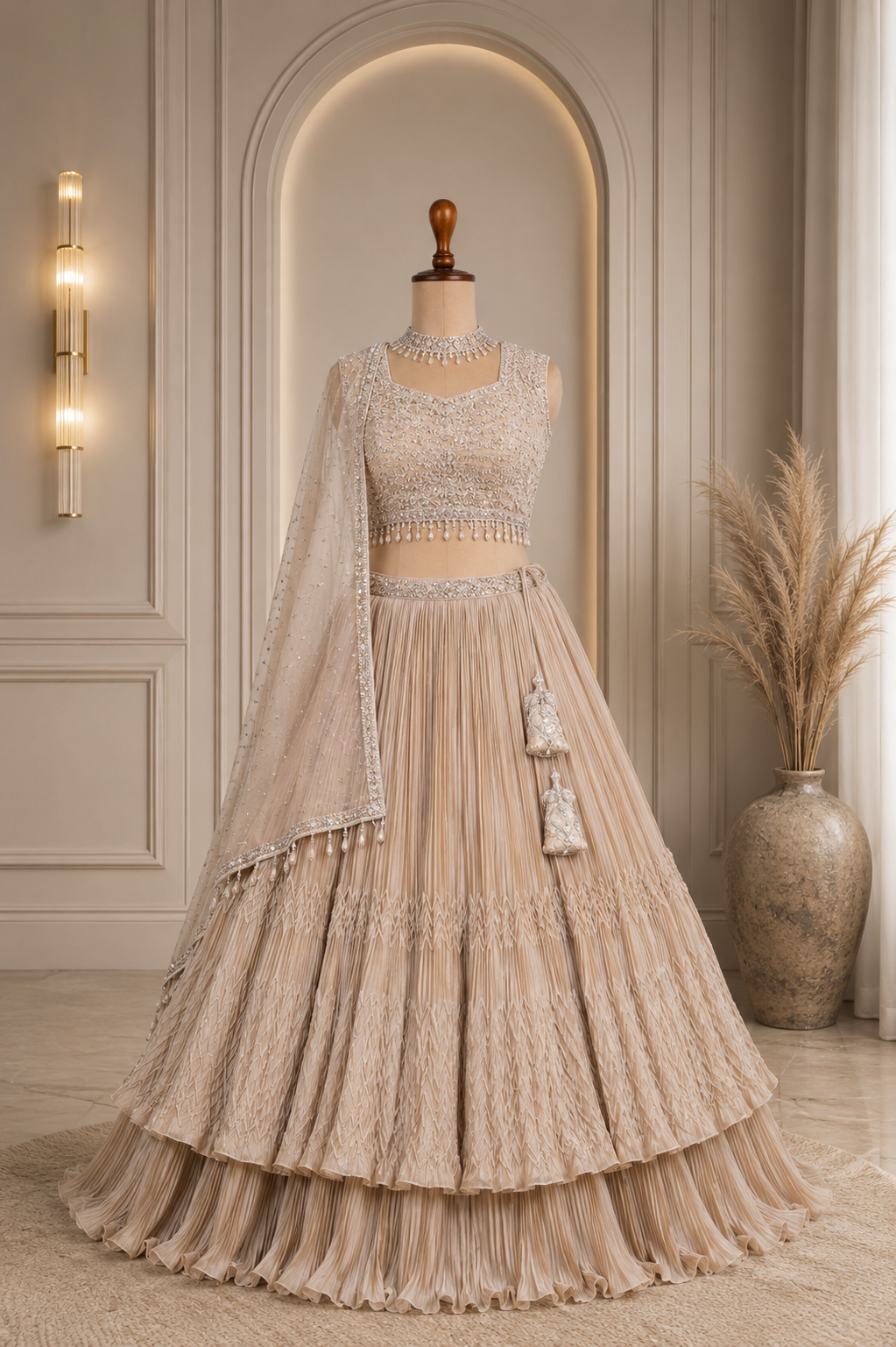 Incredible Double Layered Designer Lehenga With Heavy Sequins Work