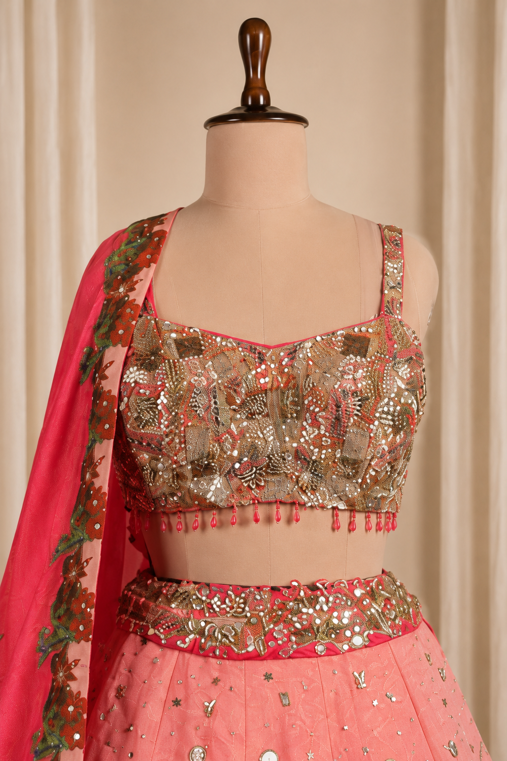 Amazing Designer Replica Lehenga With Heavy Sequins, Mirror And Designer Work