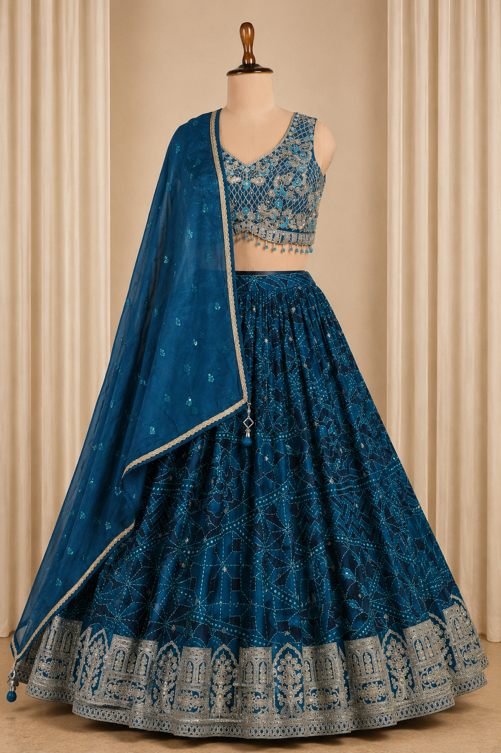 Dashing Nevy Blue designer Lehenga with zari and thread work