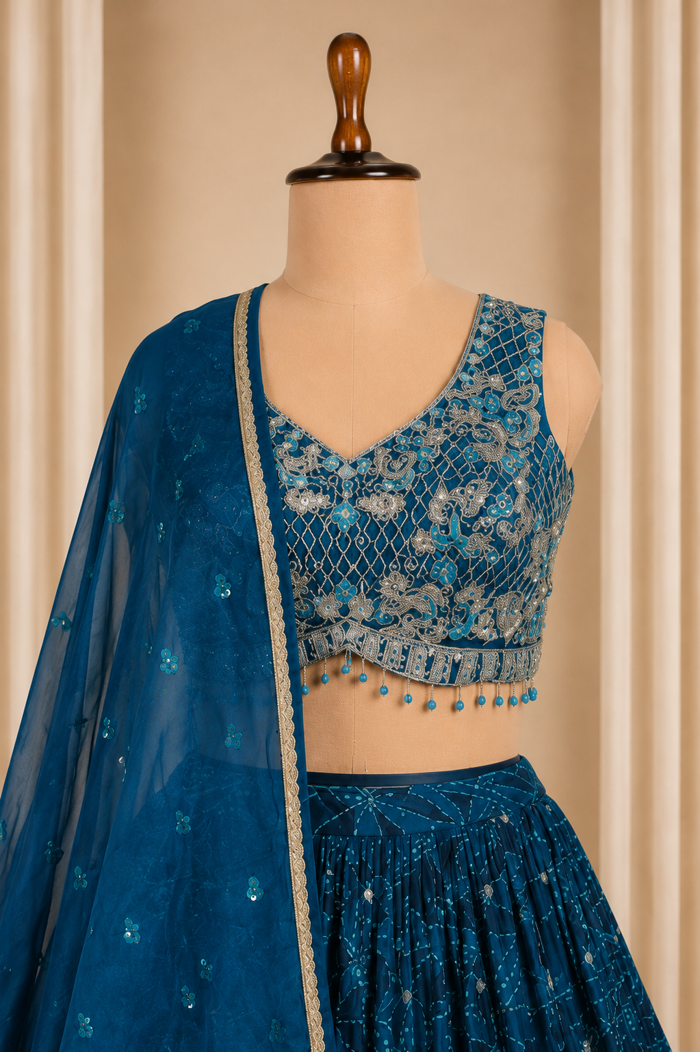 Dashing Nevy Blue designer Lehenga with zari and thread work