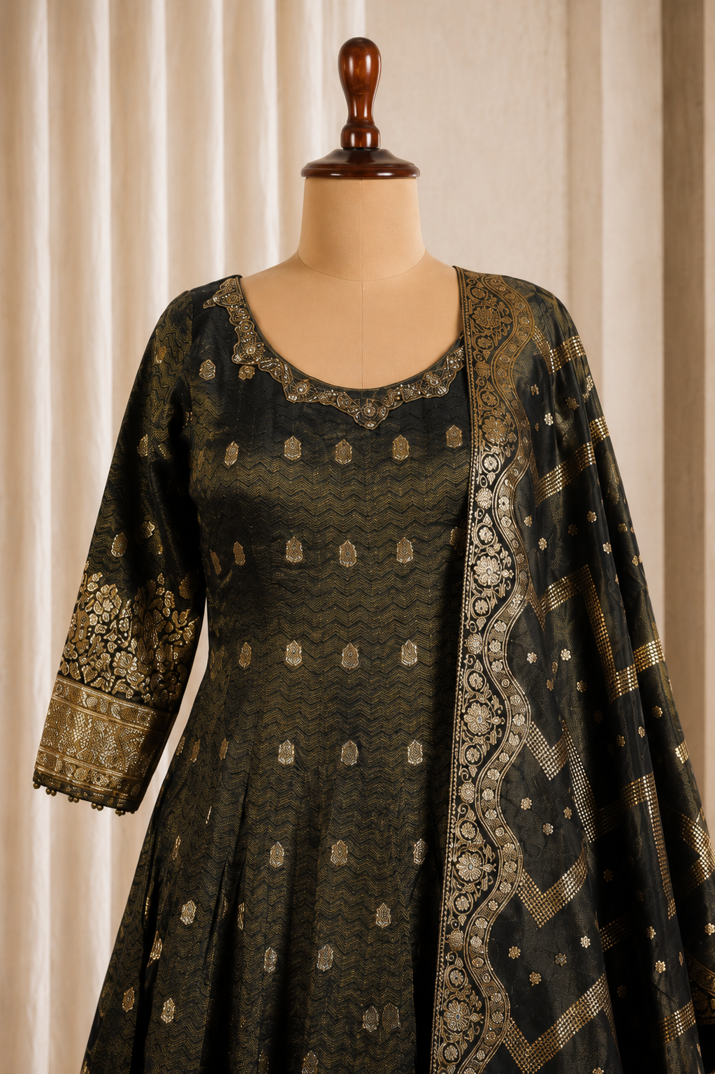 Incredible Mehendi Green Anarkal Style Kurti With Palazzo Suit