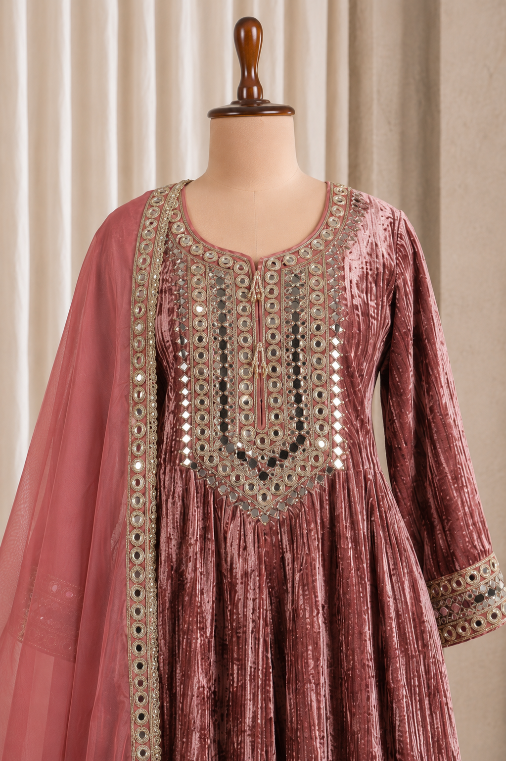 Sufi Style Rose Gold Paplom Palazzo Suit On Velvet