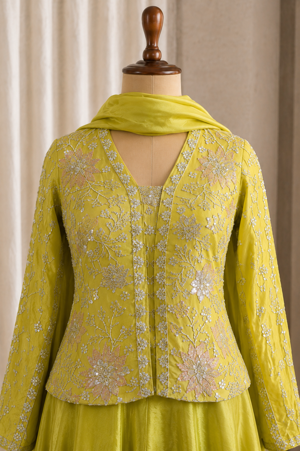 Gorgeous Bright Yellow Palazzo Suit With Long Blouse