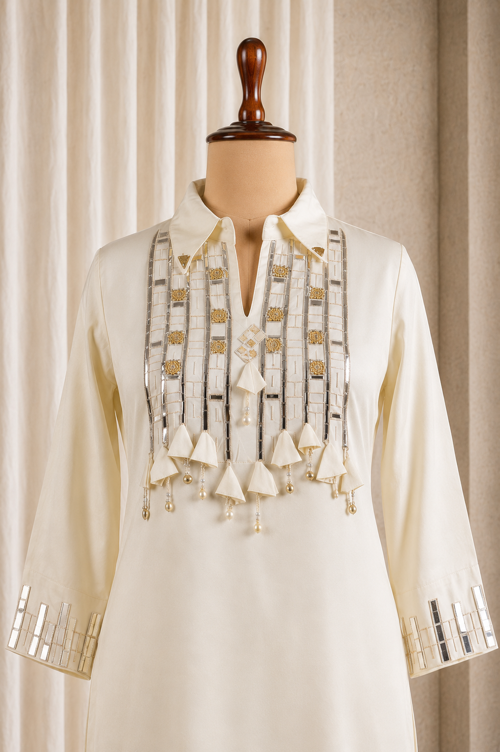 Modest Ivory Coord-Set Styled Straight Pant Suit