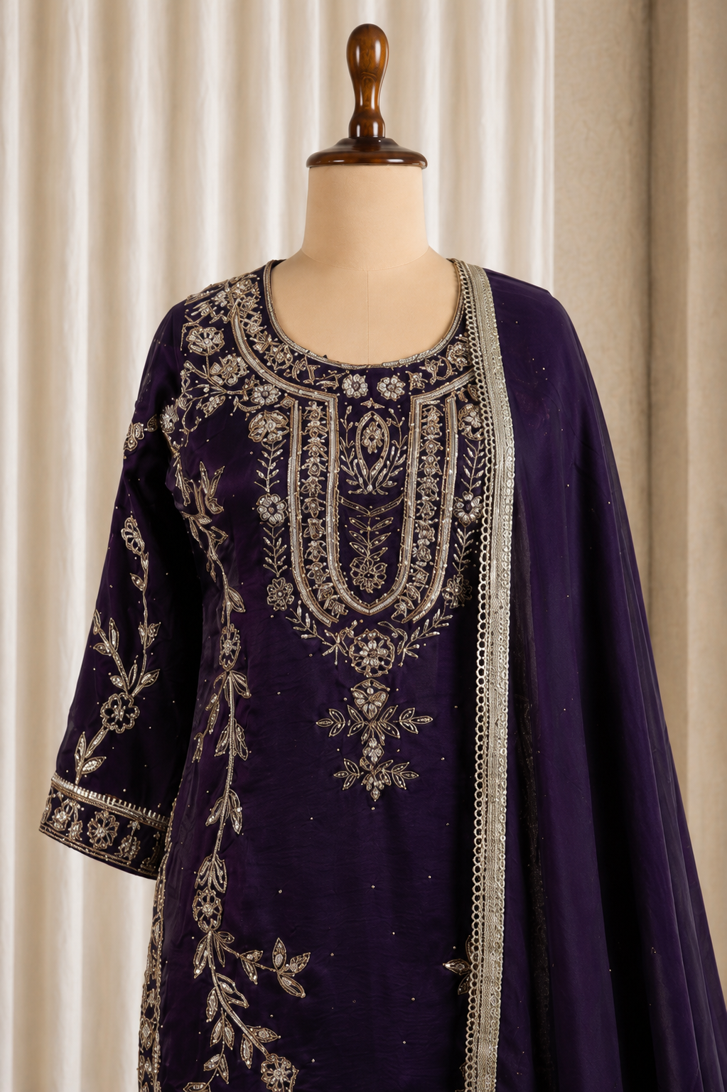 Gorgeous Purple Modest Straight Pant Style Suit