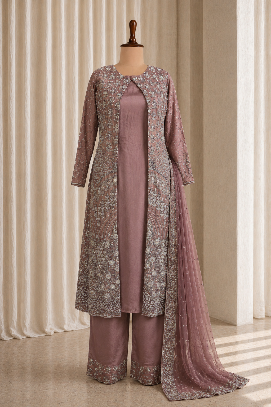 Amazing Rose Gold Jacket Styled Straight Pants Suit