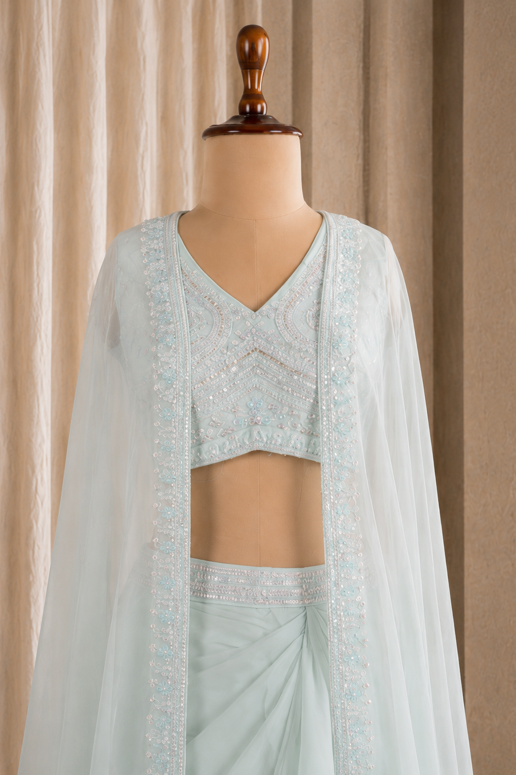 Fancy Designer Jacket Styled Suit With Palazzo And Short Blouse