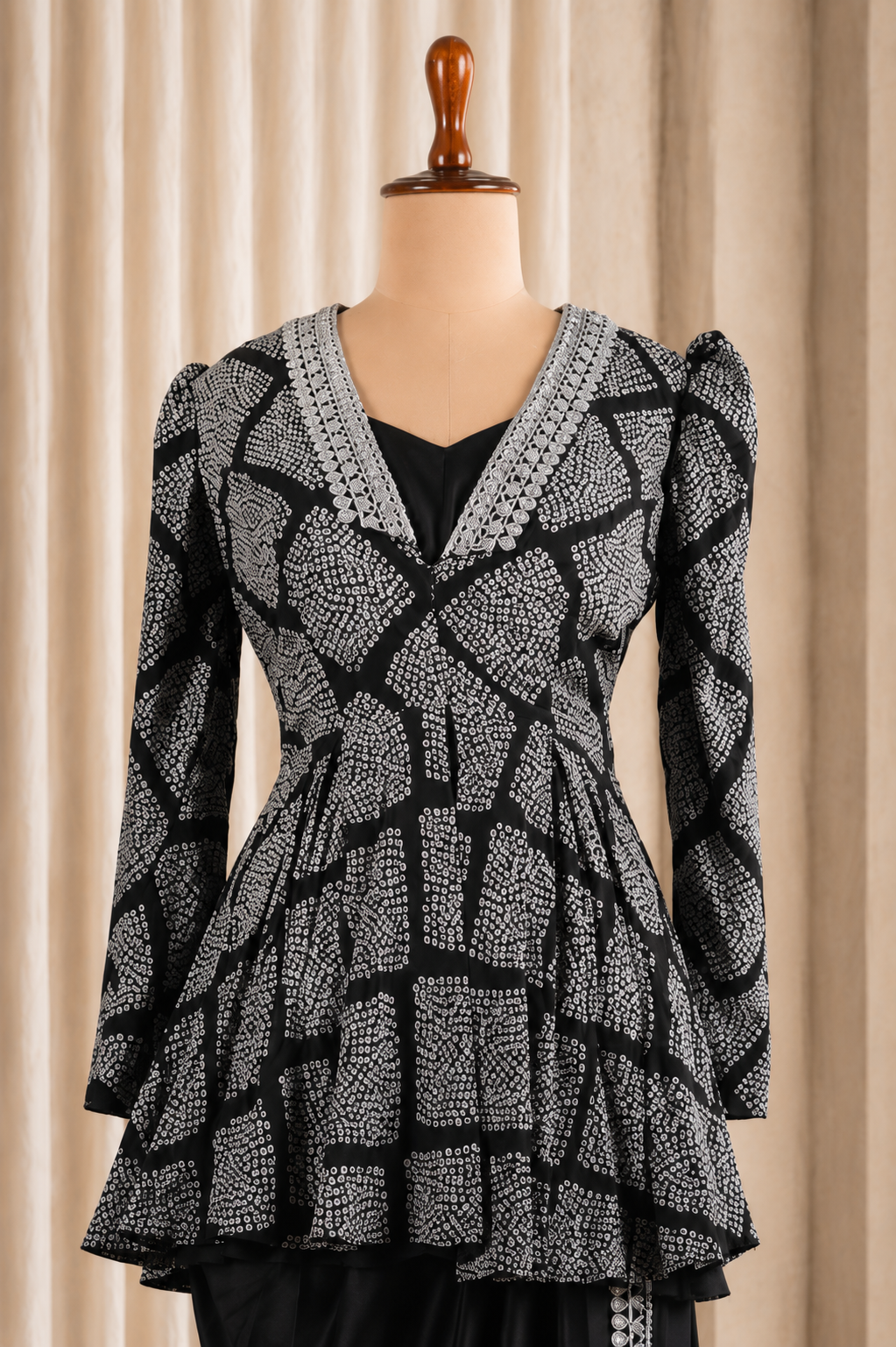 Formal Black And White Blazer Styled Dhoti Bottoms Suit