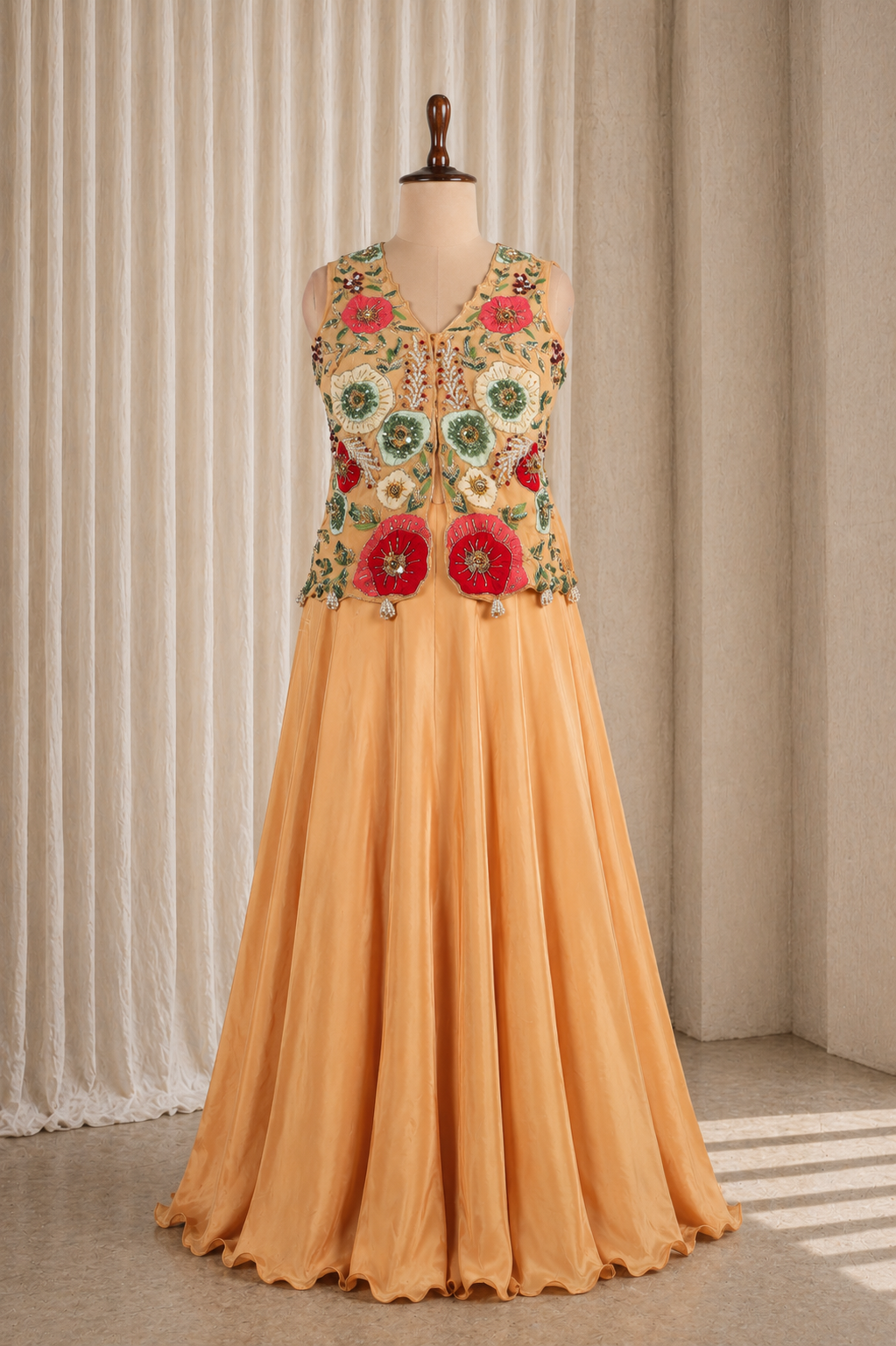 Gorgeous Beige-Multicolored Designer Palazzo Set