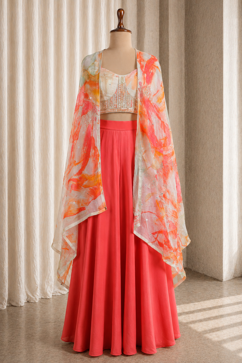 Multi Color Chiffon Sequins Jacket Style Suit Festive Wear