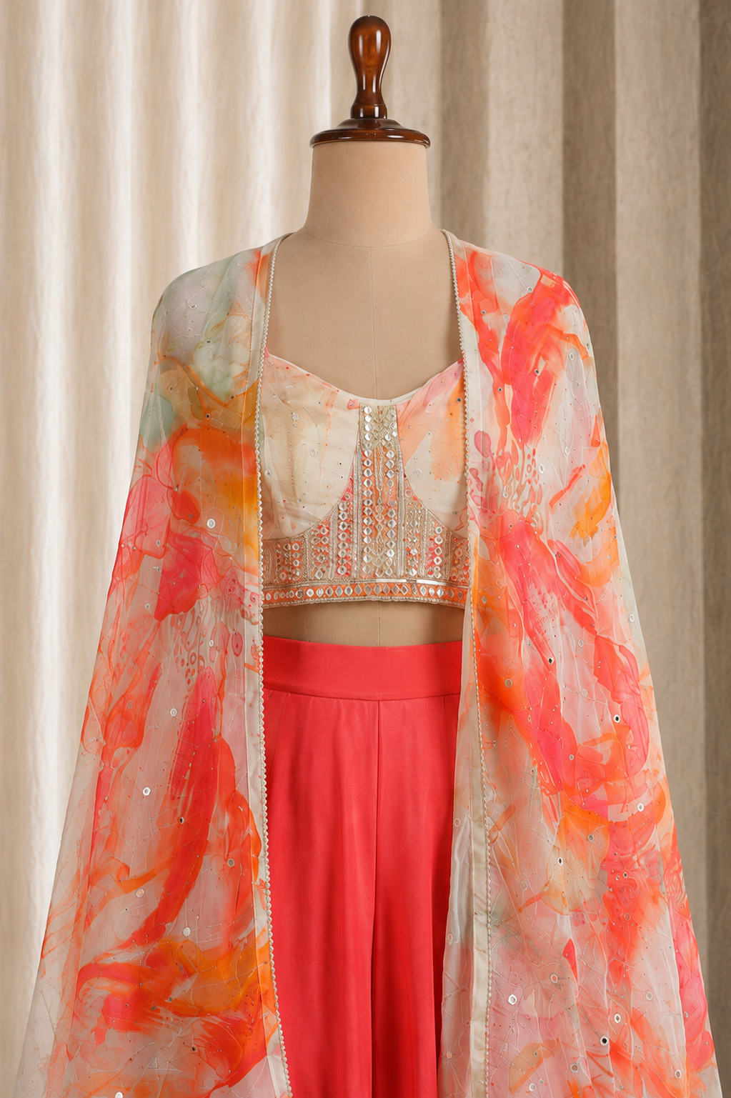 Multi Color Chiffon Sequins Jacket Style Suit Festive Wear
