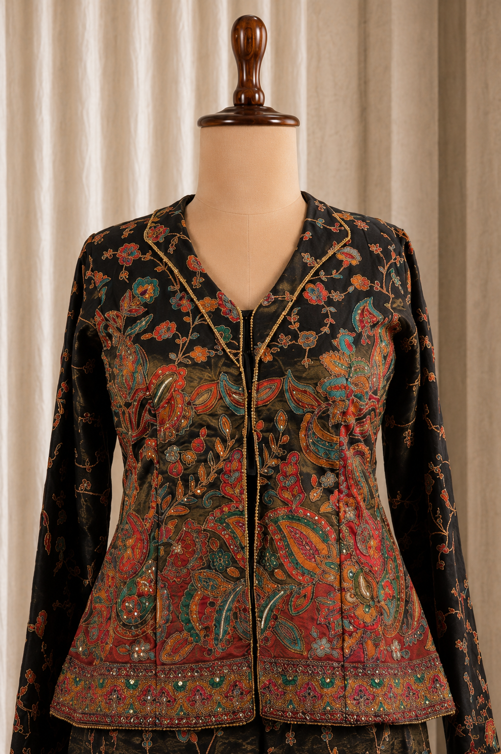 Black Shimmer Embroidered Sequins With Kasab Work Palazzo Suit