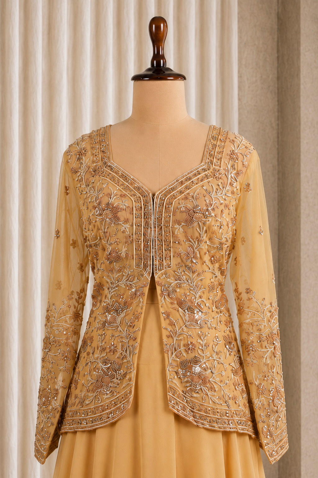 Attractive Designer Style Dark Beige Palazzo Suit With Jacket