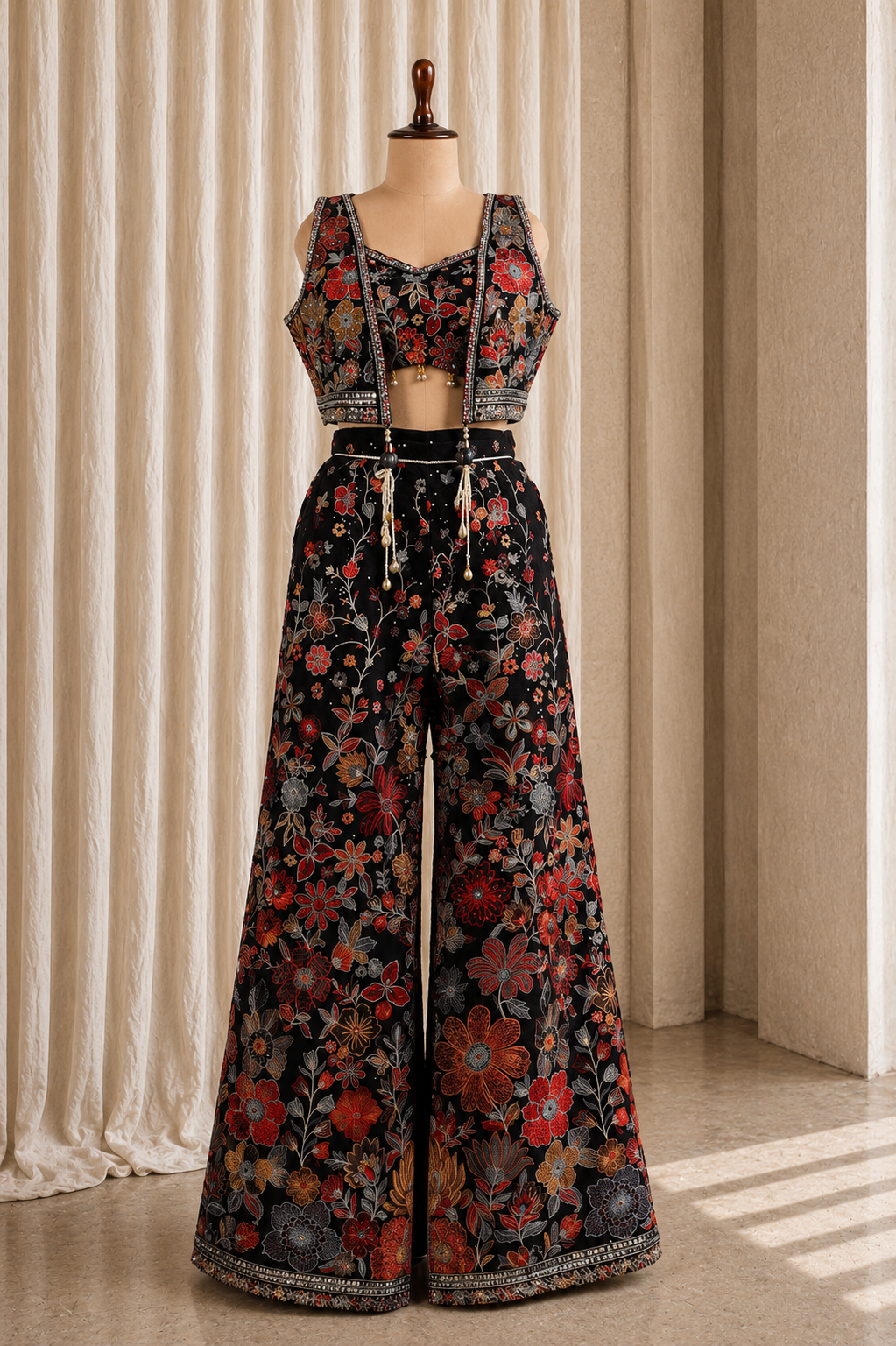 Beautiful palazzo Choli Suit With Short Jacket On georgette