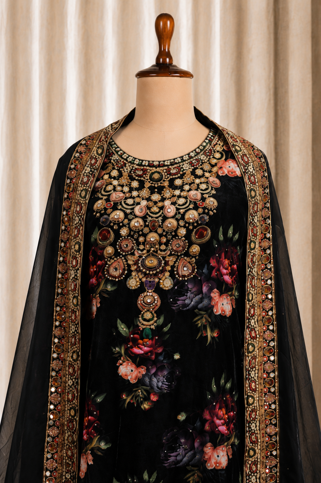 heavy Velvet based Sraight Cut Kurti-Straight Pants Suit