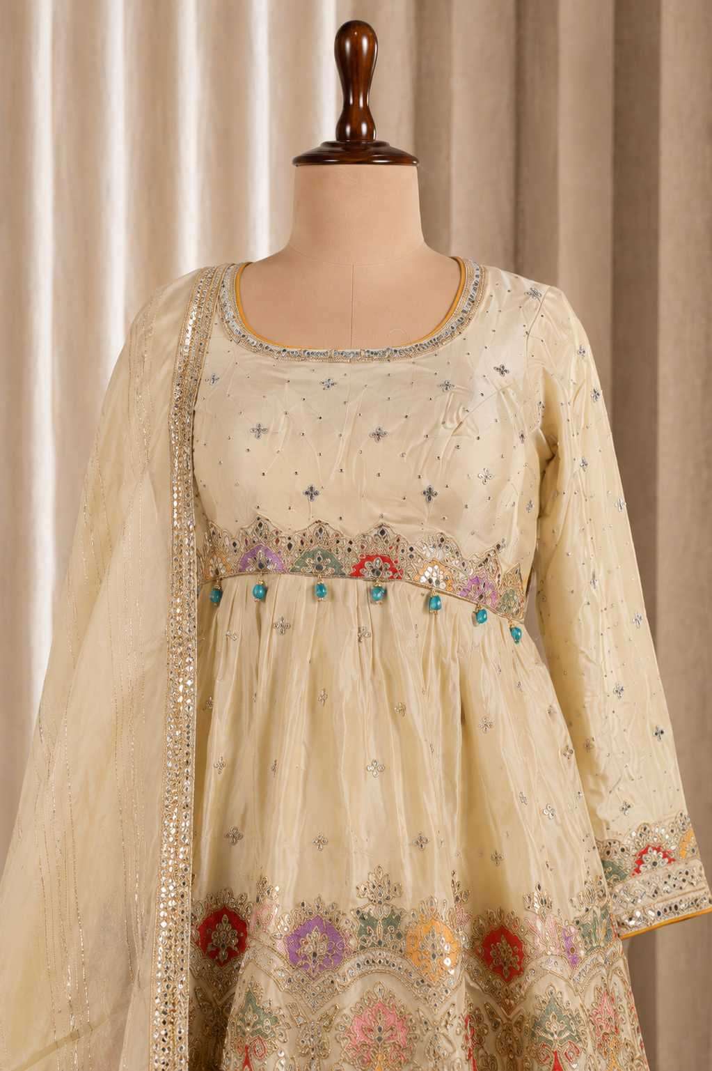 Designer Style Beige Paplom Styled Palazzo Suit