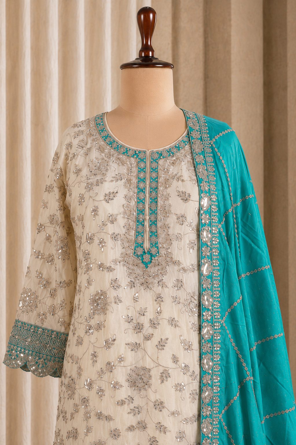 Amazing Chiffon Fabric And Kasab Work Palazzo Suits