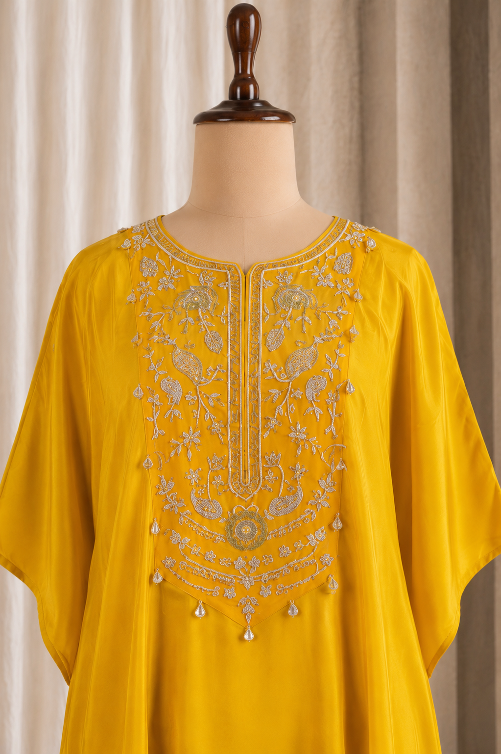 Mustard Color Crepe Fabric And Sequins Work Palazzo Suits