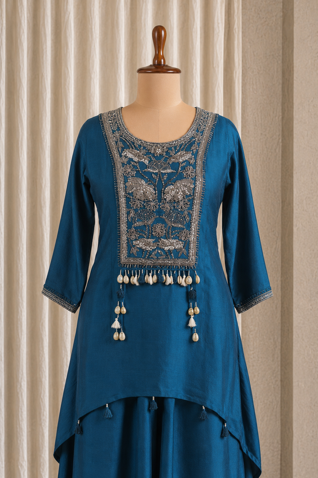 Blue Color And Moti Work Palazzo Suits