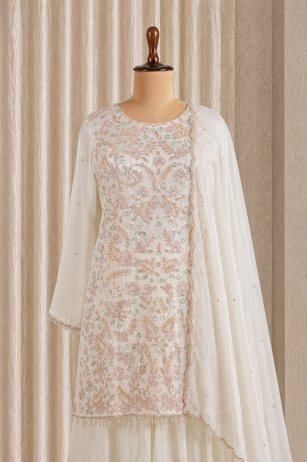 Gorgeousness Crepe Silk Fabric And Diamond Work Palazzo Suits