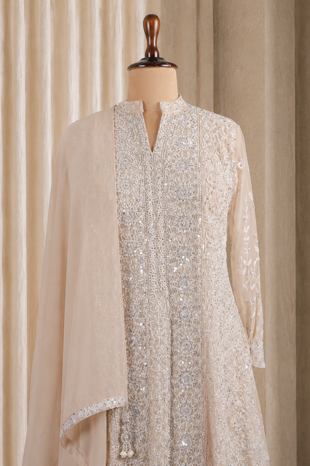 cut dana Zardozi Work and off white Color Palazzo Suits