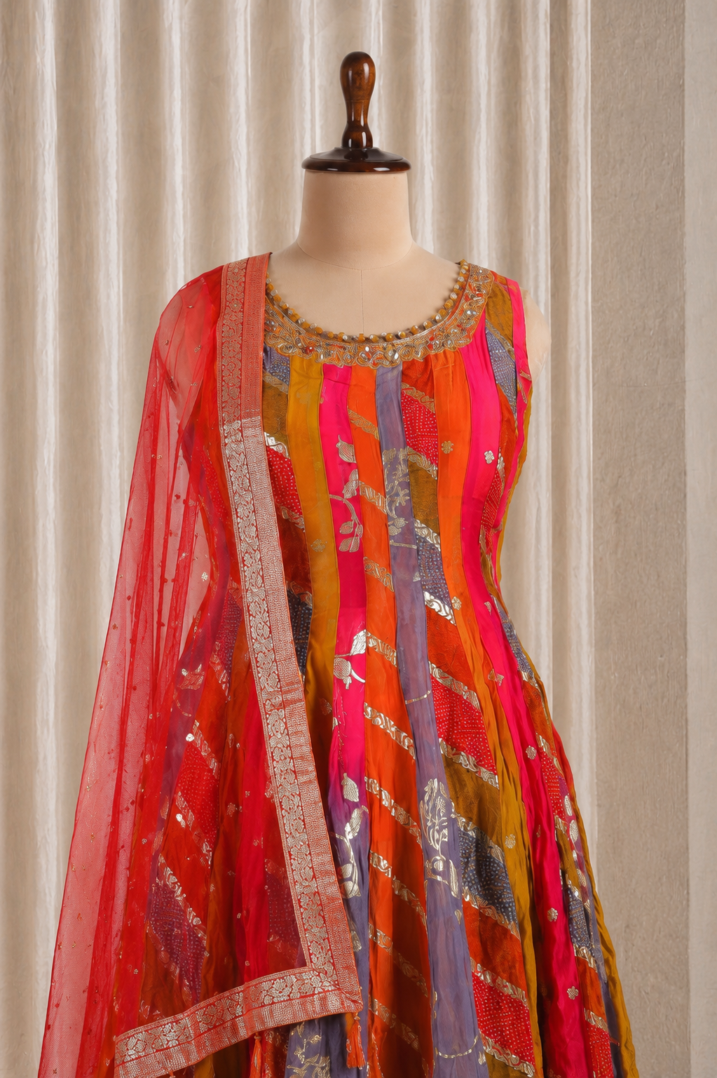 Festive Multi Colored Anarkali With Palazzo Pants