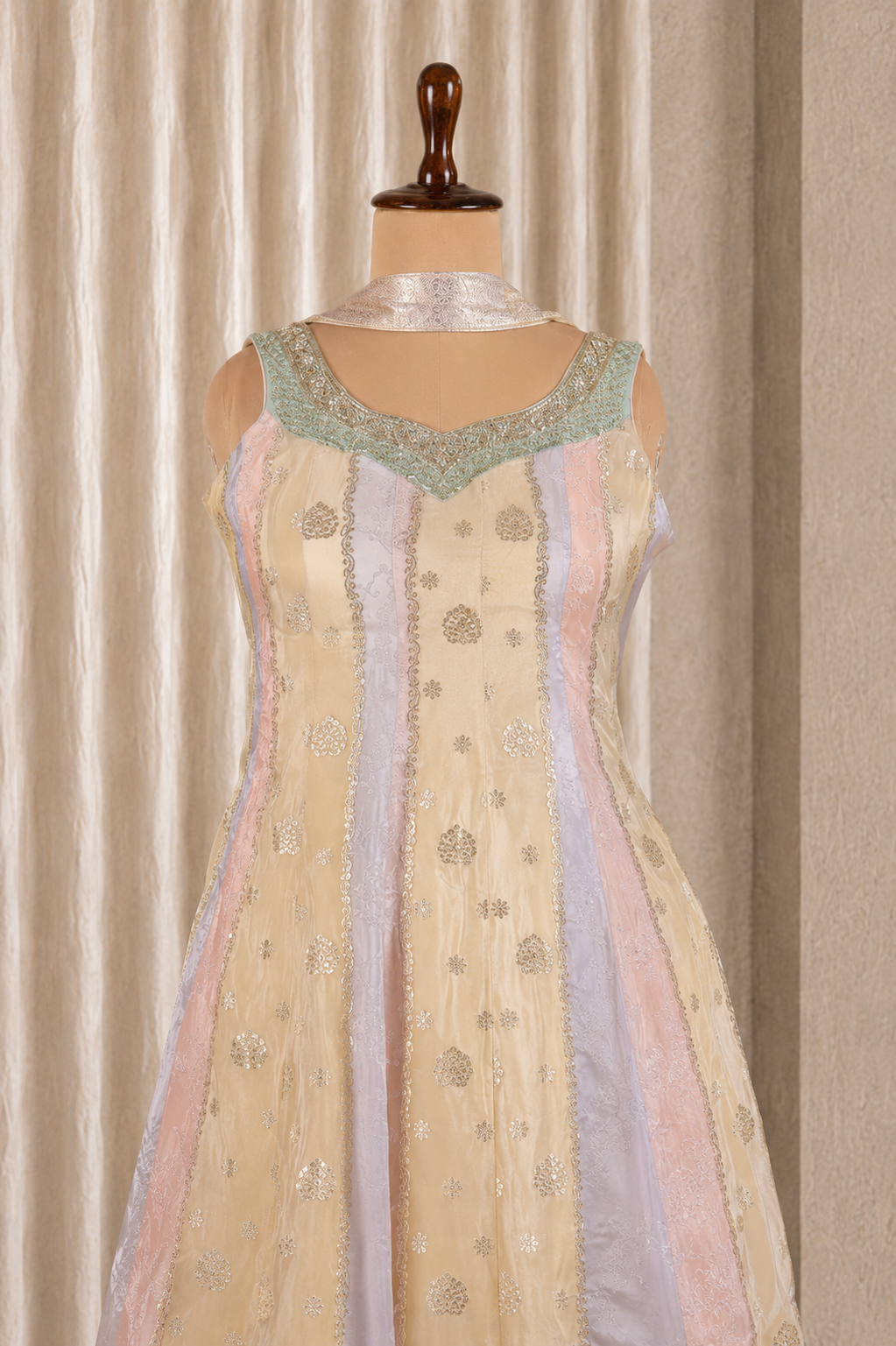 Long Kurti Styled Palazzo Suit with diamond, sequins and cut dana work