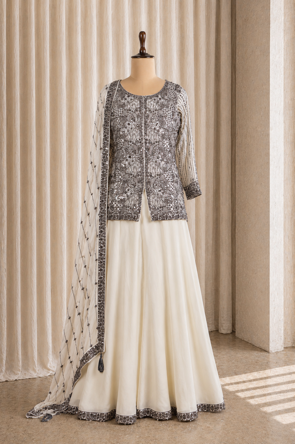 Lovely Sequins embroidery Work N Off White Suits