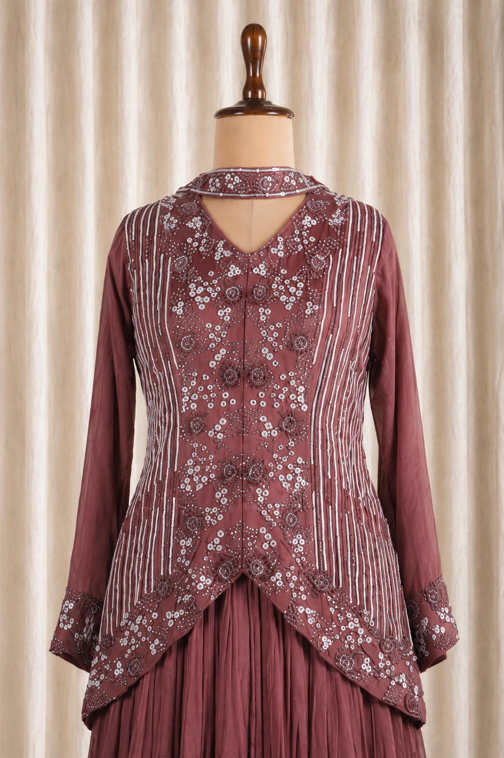 Superb Rose Gold Color With Sequins Work Suits