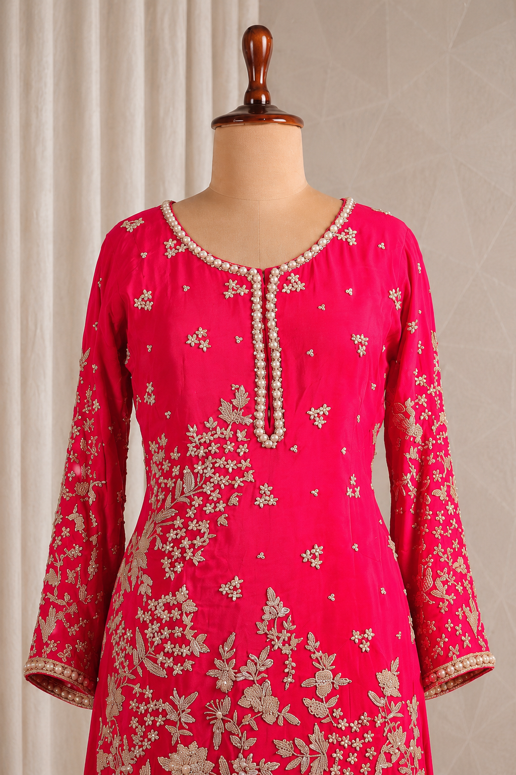 Superb Rani Color and Crepe Silk  Peal Work Palazzo Suits