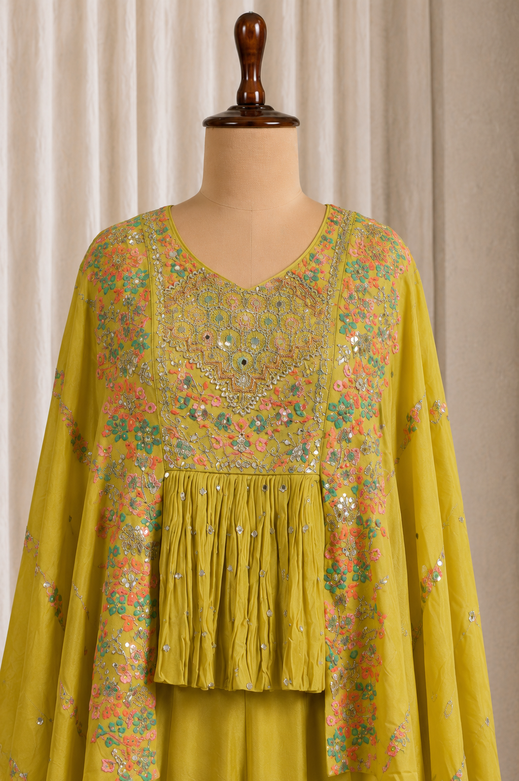 Amazing Lime Green Color Chinon Silk With Fancy Zardozi Work Pant Style Suits