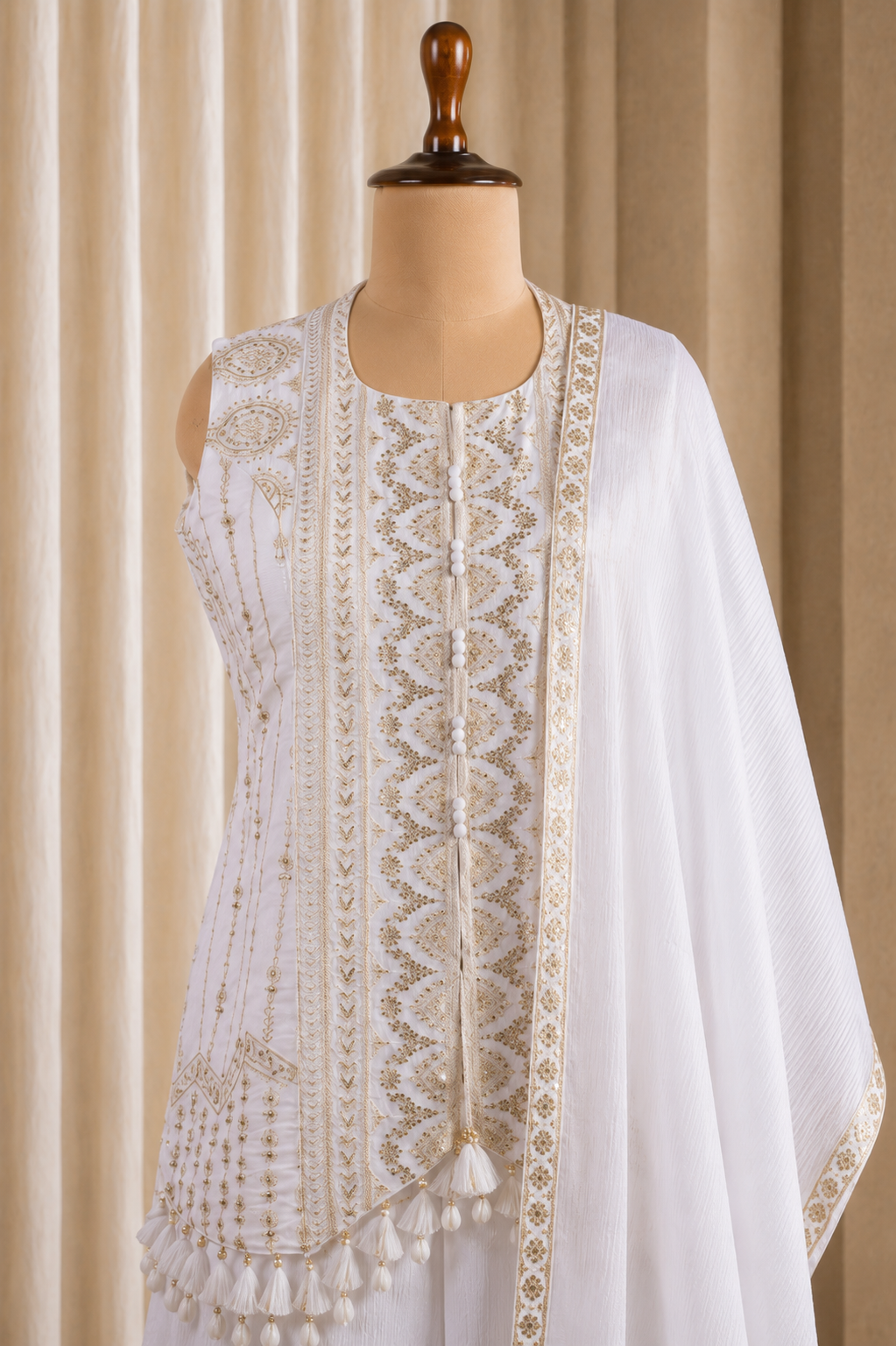 Stunning Chiffon Fabric With White Color N Diamond Work Suits