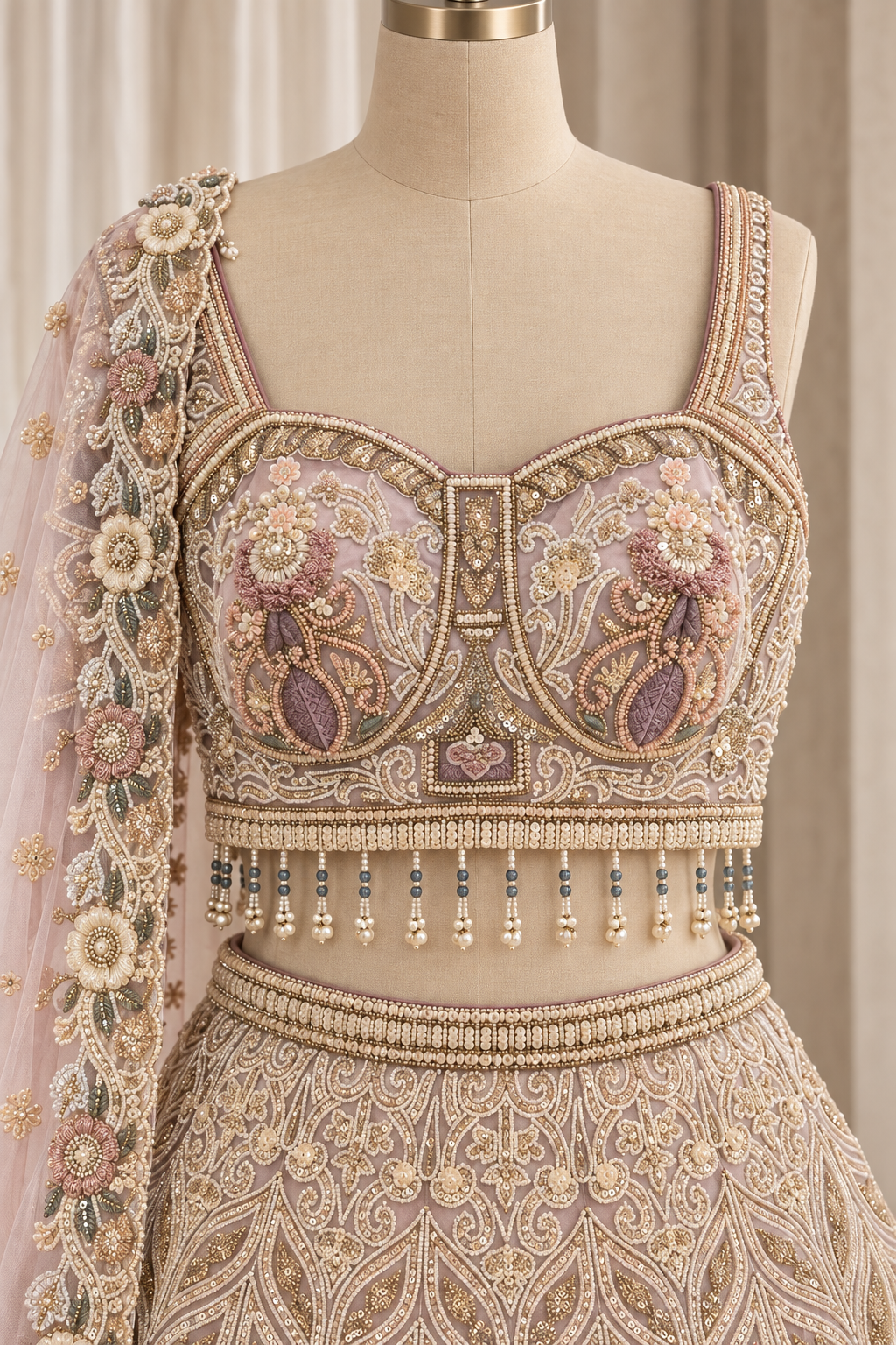 Trendy Soft Net Fabric and Mauve Pink Color With Moti Work Lehenga Choli