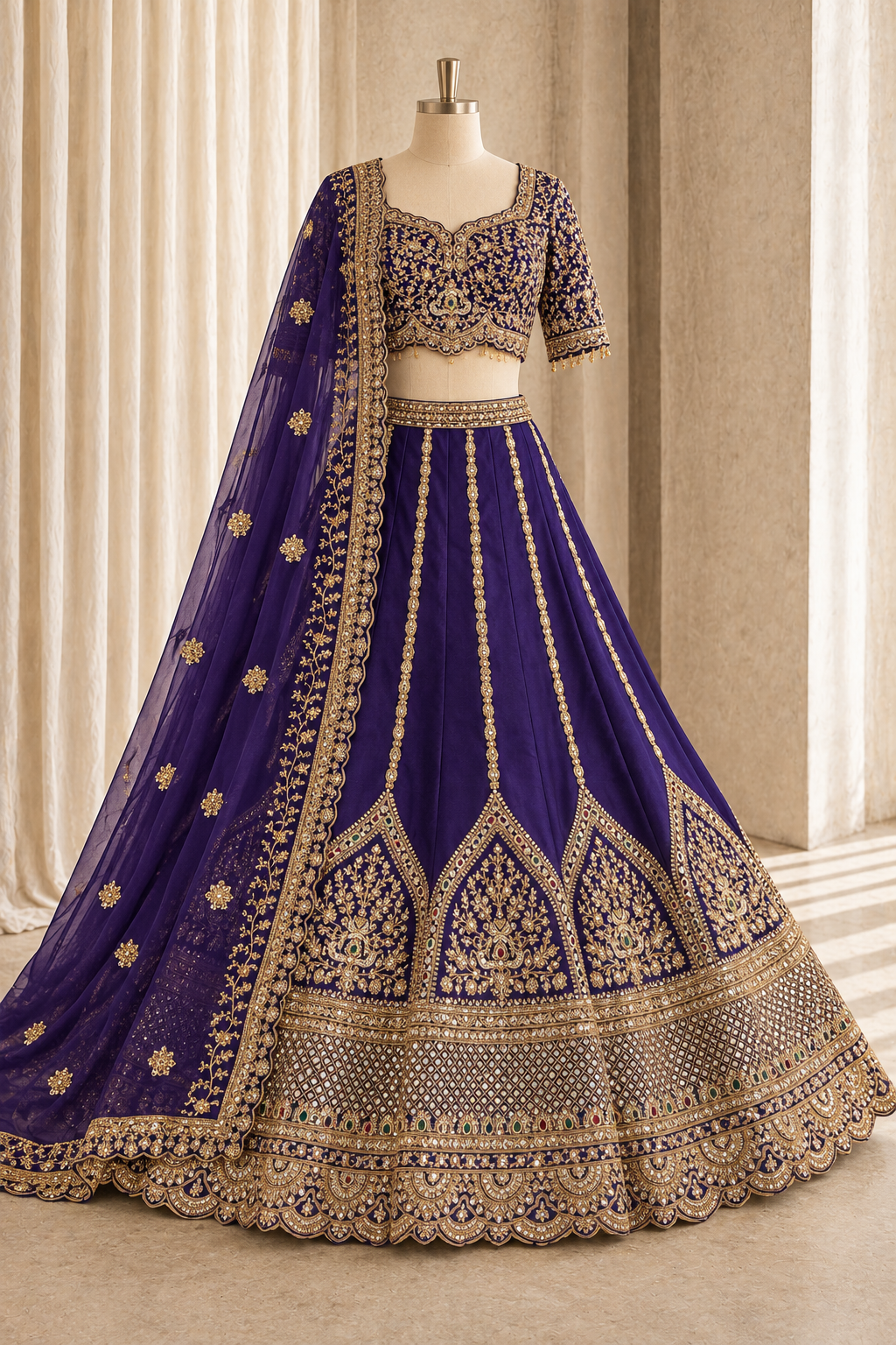 Classy Art Silk Fabric and Royal Blue Color With Stone Work Lehenga Choli
