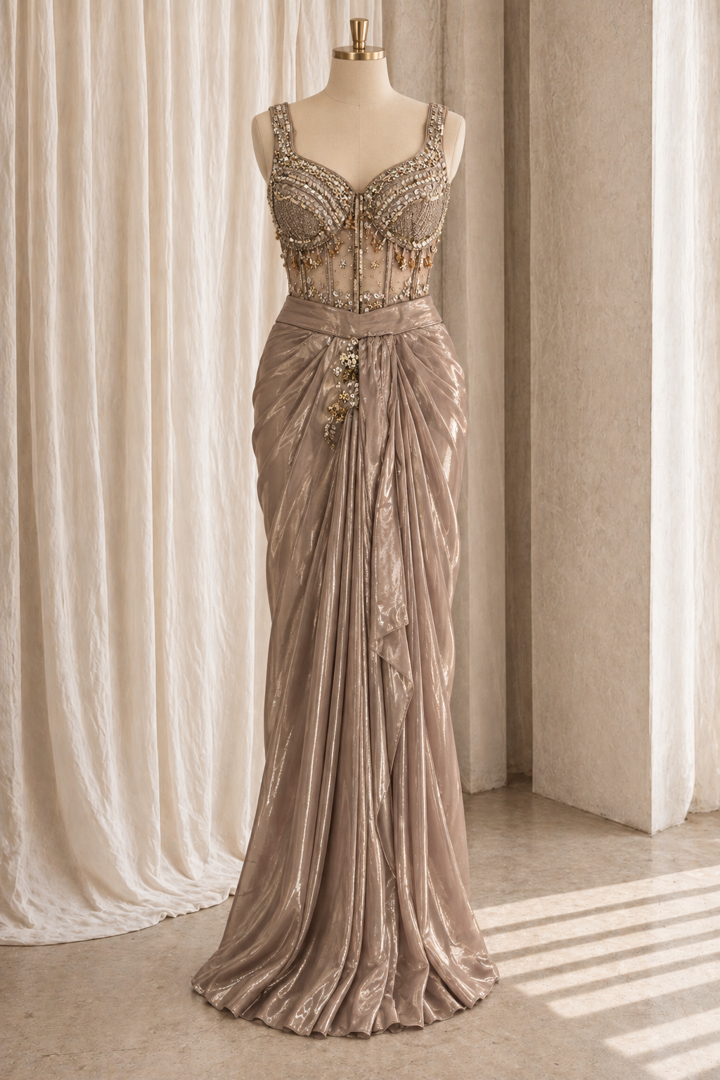 Pretty Lycra Fabric and Mauve Color With Diamond Work Corset Blouse Ready Choli Saree