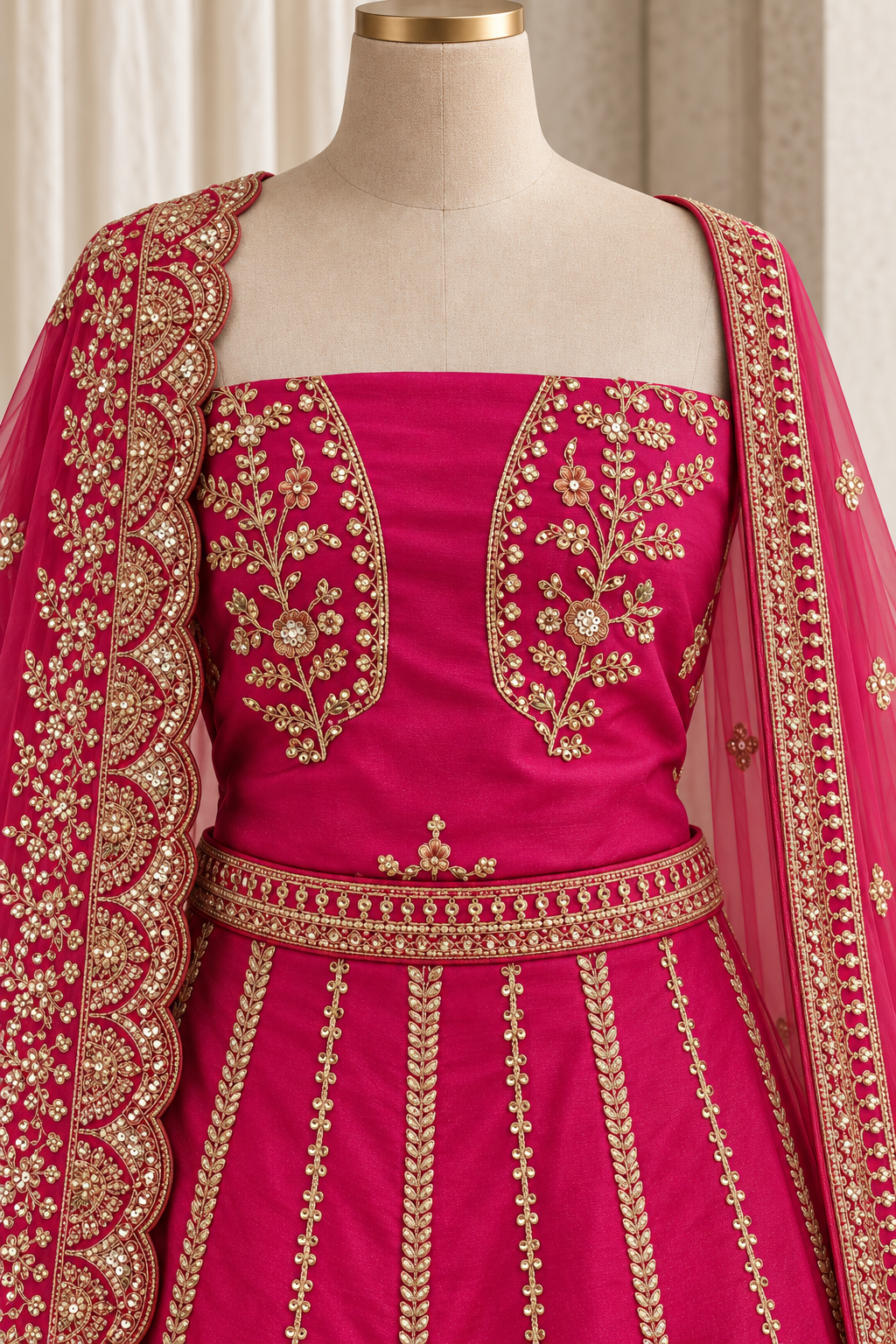Trendy Art Silk Fabric and Rani Color With Kasab Work Lehenga Choli