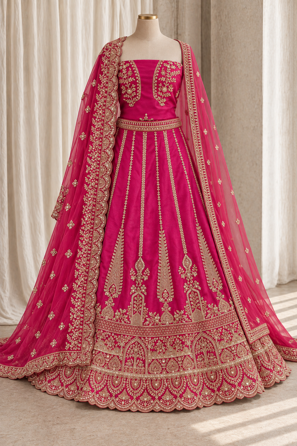Trendy Art Silk Fabric and Rani Color With Kasab Work Lehenga Choli