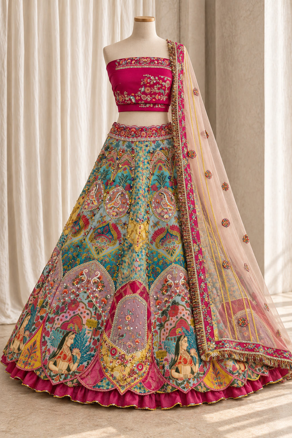 Outstanding Banarasi Brocade Silk Fabric and Melty Color With Weaving Print Work Lehenga Choli
