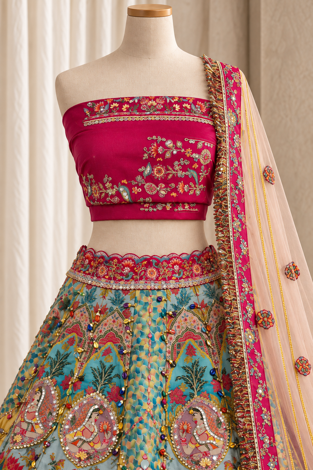Outstanding Banarasi Brocade Silk Fabric and Melty Color With Weaving Print Work Lehenga Choli