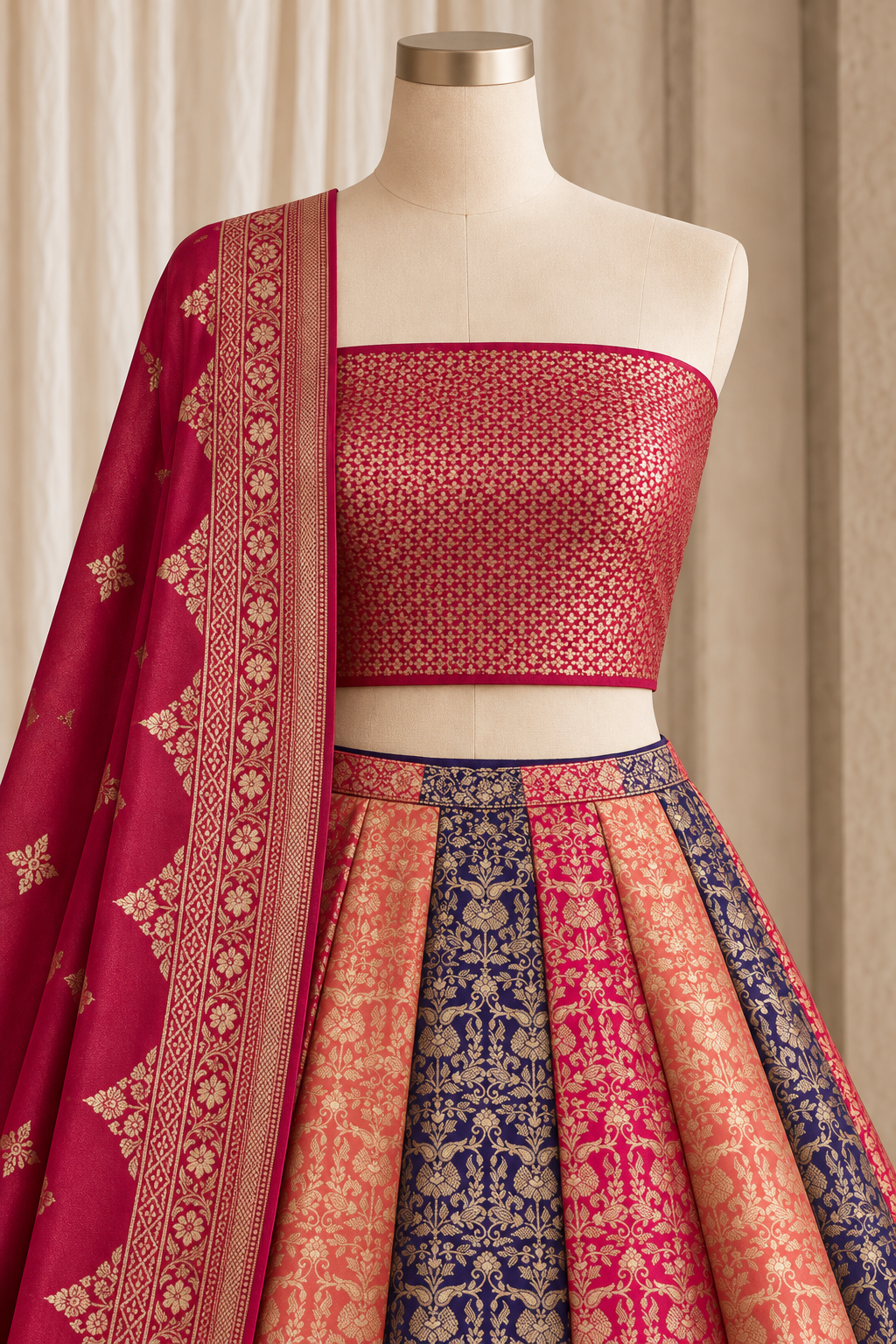 Spinning Banarasi Silk Fabric and Melty Color With Weaving Print Work Lehenga Choli