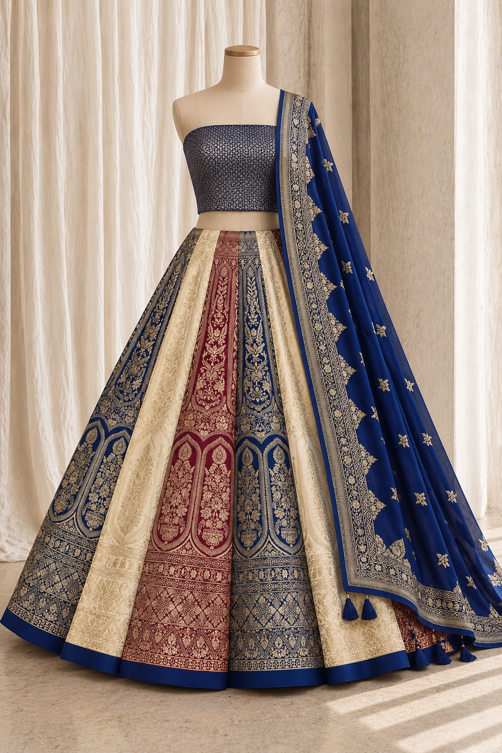Combination Banarasi Silk Fabric and Melty Color With Weaving Print Work Lehenga Choli