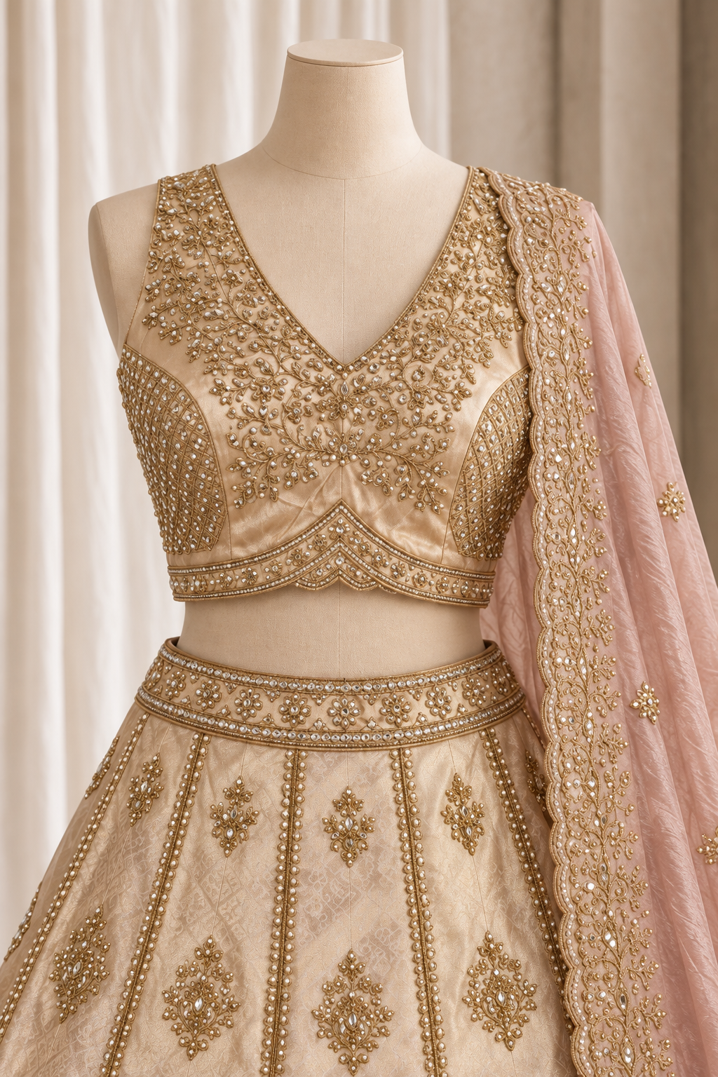 Galaxies Banarasi Tissue Silk Fabric and Pink Color With Cutdana Work Lehenga Choli