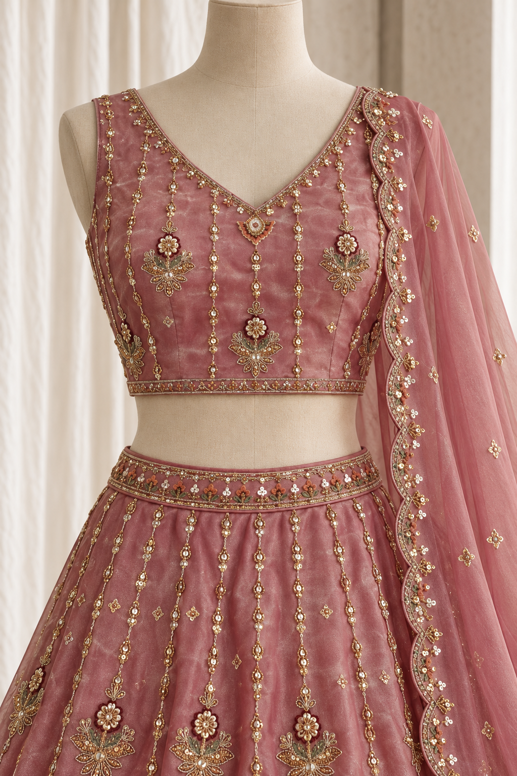 magical Organza Silk Fabric and Fuchsia Pink Color With Cutdana Work Lehenga Choli