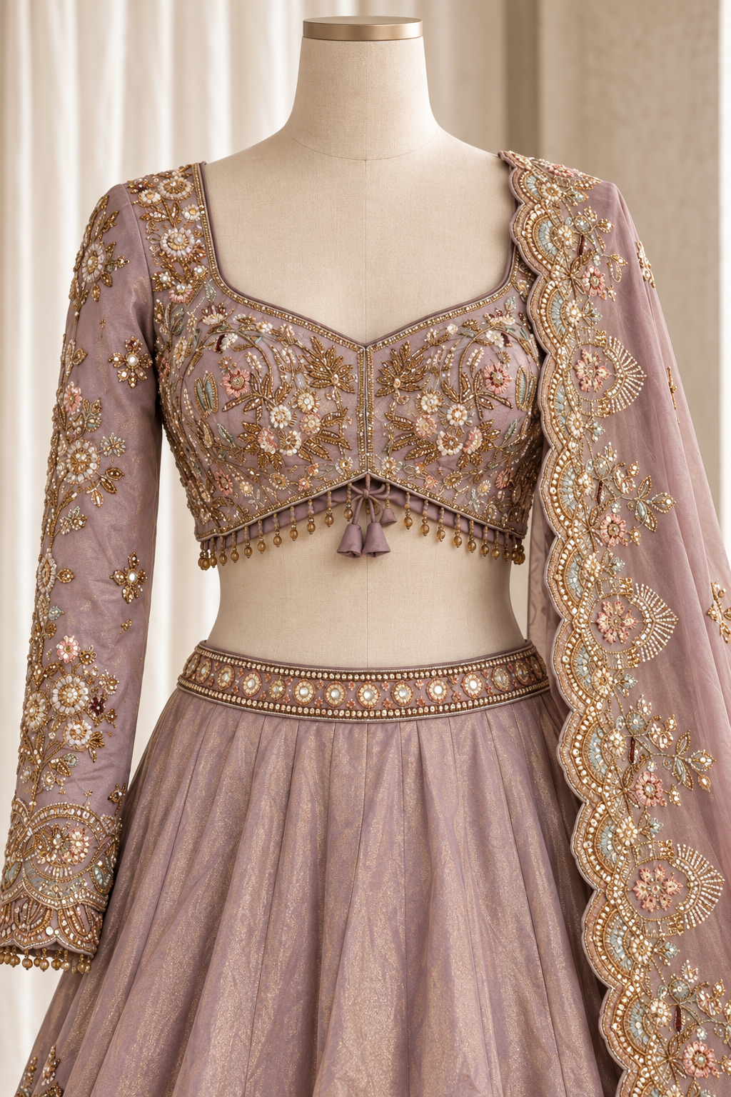 Pleasant Tissue Silk Fabric and Pink Color With Cutdana Work Lehenga Choli