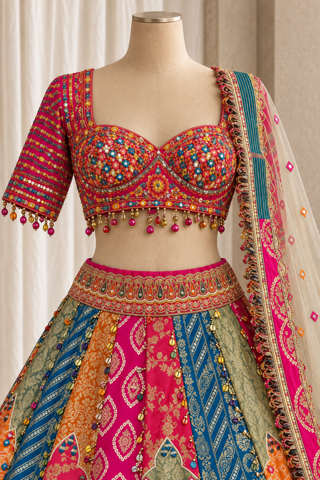 Desirable Banarasi Silk Fabric and Rani Color With Weaving Print Work Lehenga Choli