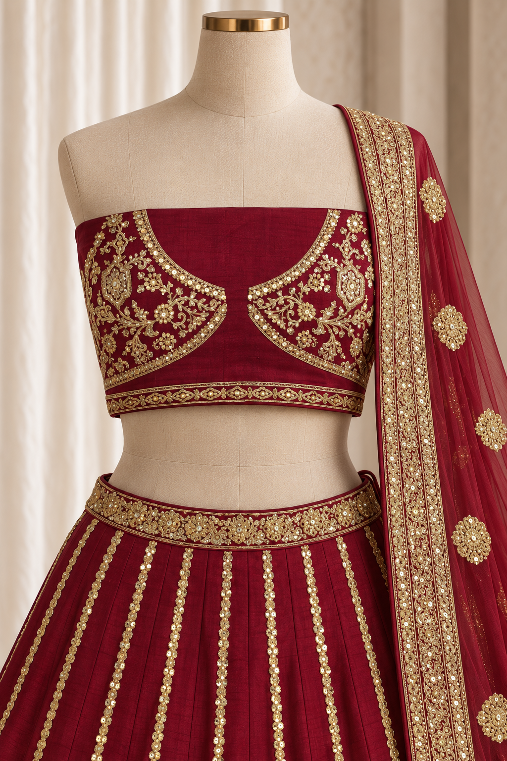 Presentable Raw Silk Fabric and Maroon Color With Zari Work Lehenga Choli