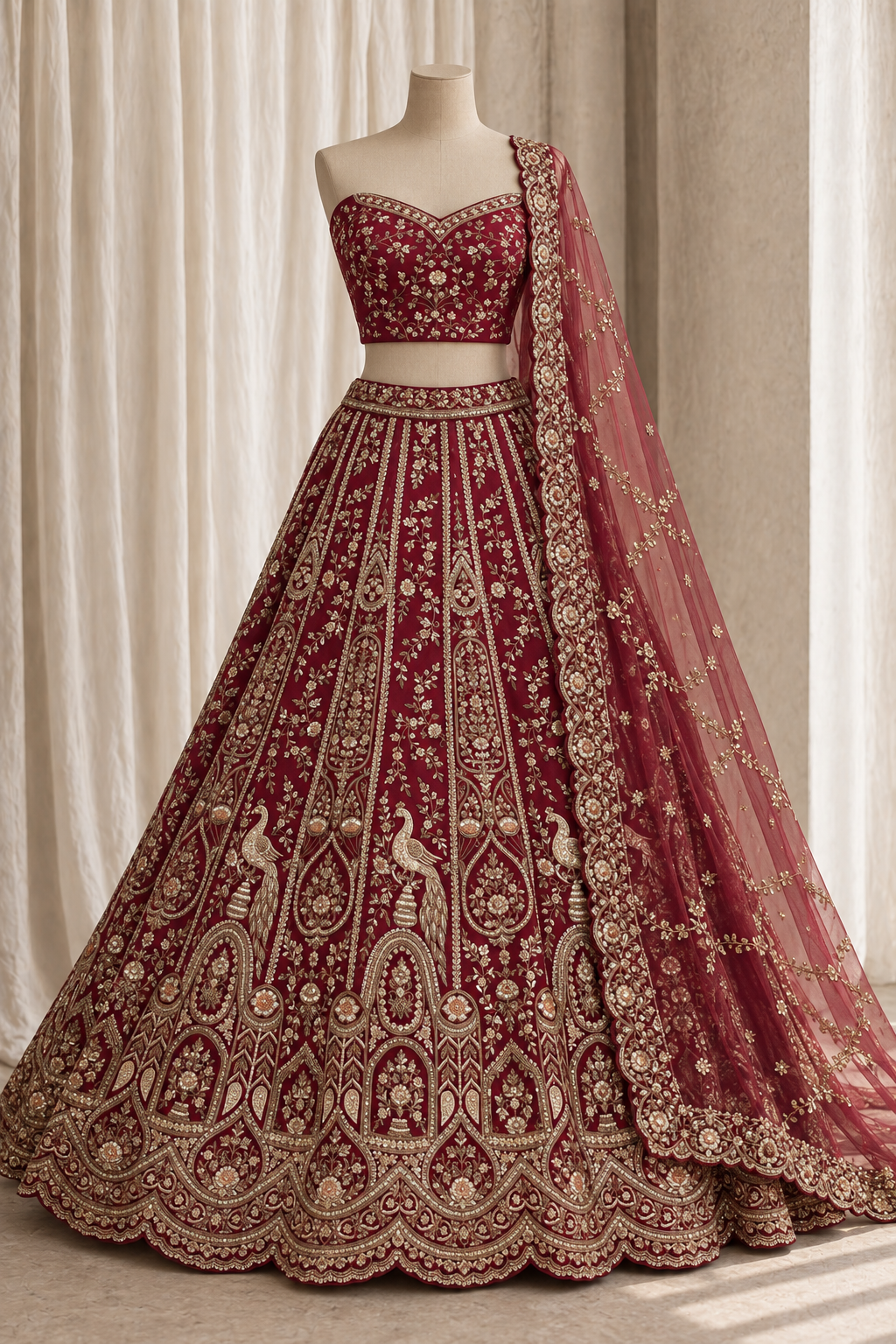 Superb Raw Silk Fabric and Maroon Color With Zardozi Work Lehenga Choli